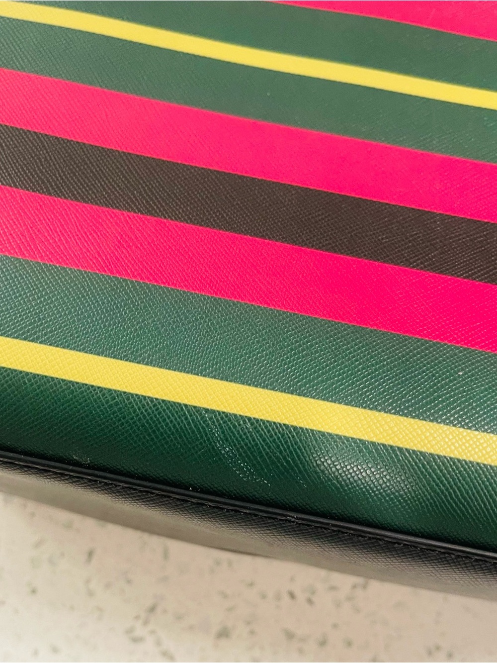 kate spade Black Satchel with Pink and Green Striped Front - Picture 7 of 9